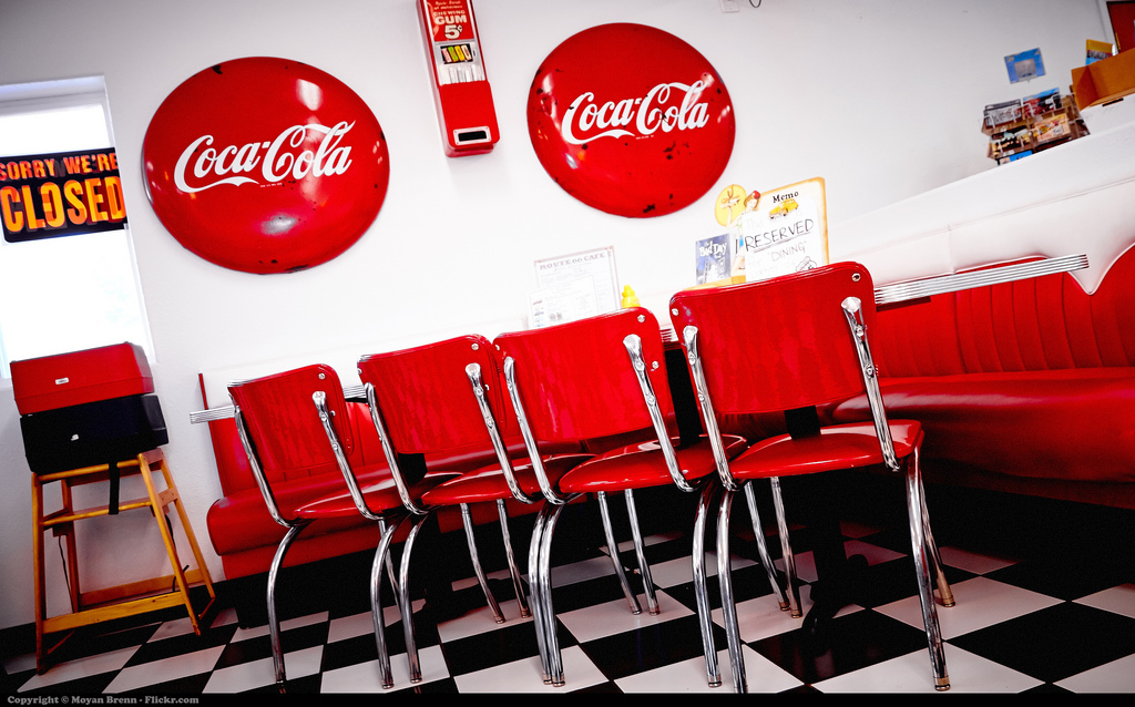 Coca-Cola retro\' style of the Twister, a typical pub in Williams, along the Route 66